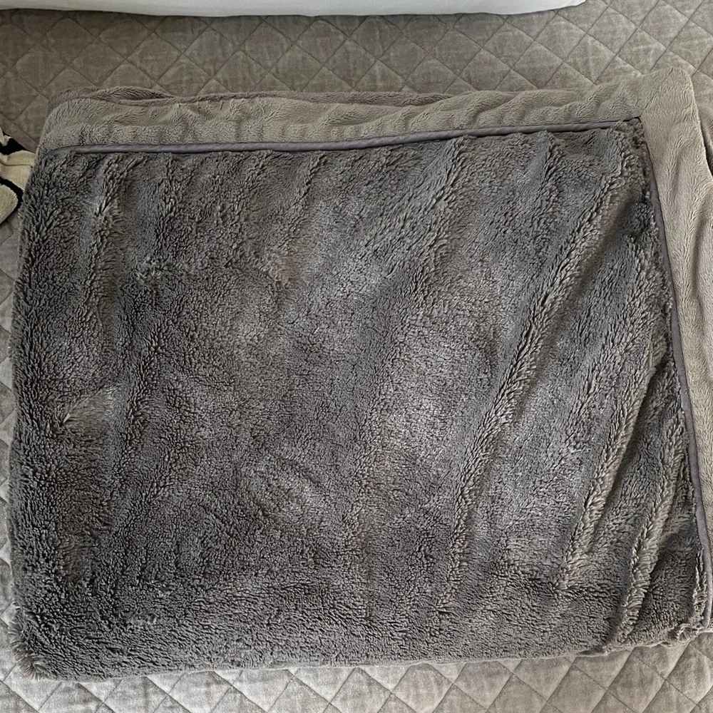 Restoration Hardware Plush Gray Throw Blanket